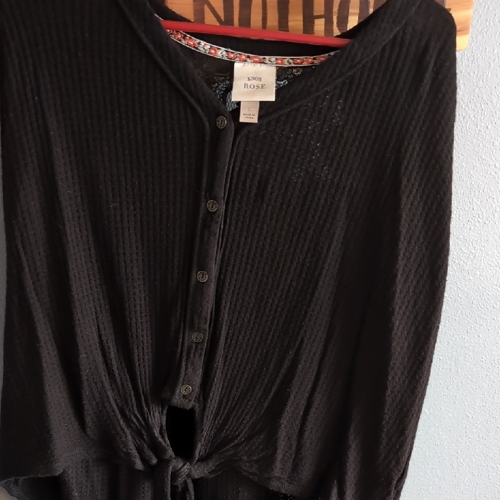Long Sleeve Waffle Knit Top